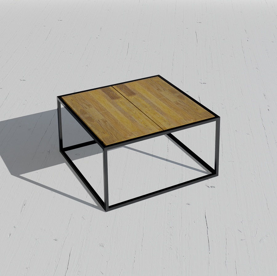 Mesa de centro Leila de madera maciza y marco metálico lacado