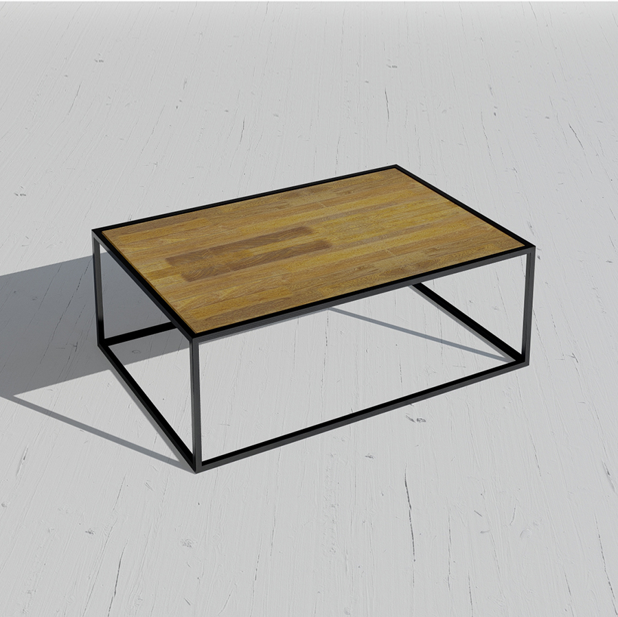 Mesa de centro Leila de madera maciza y marco metálico lacado