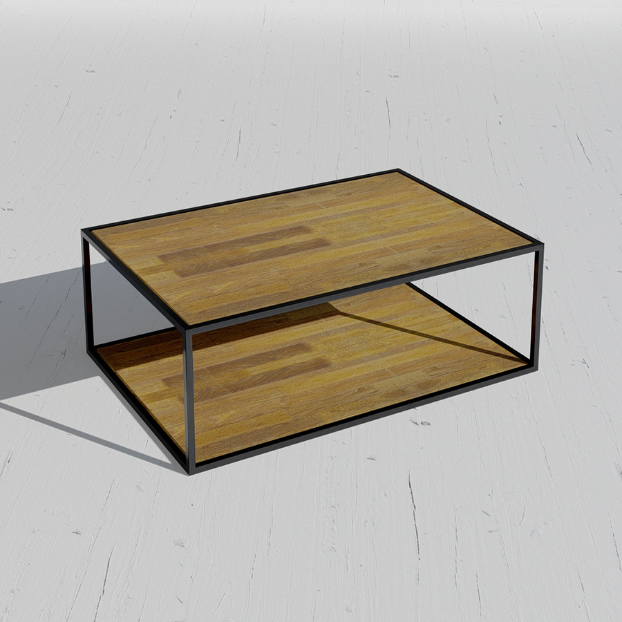 Mesa de centro Leila de madera maciza y marco metálico lacado